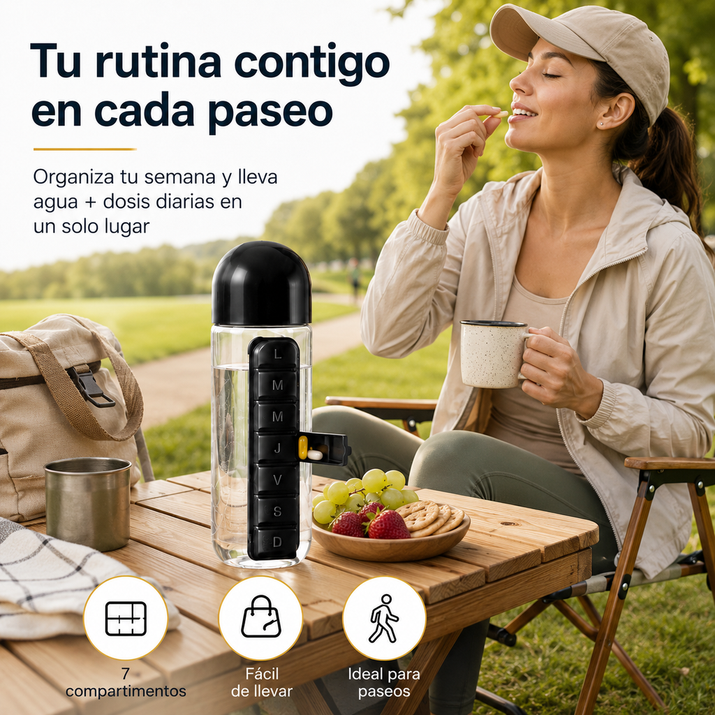 BOOPAST - Botella con pastillero