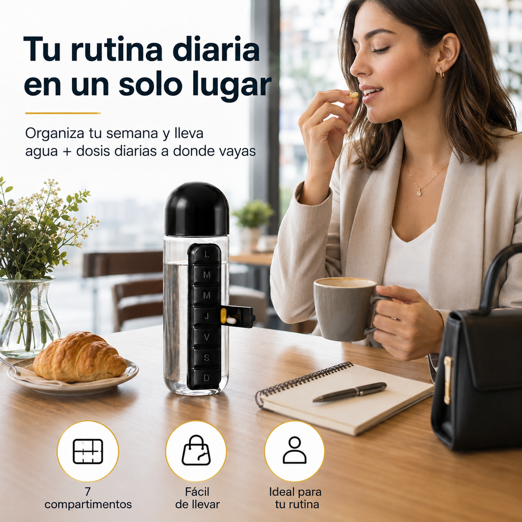 BOOPAST - Botella con pastillero